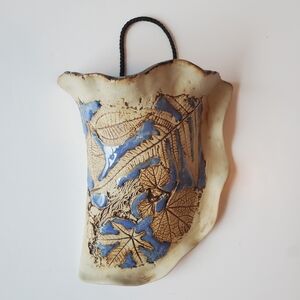 Tenmoku Pottery Malaysian Handicraft Studio Pottery Wall Pocket Vase Vintage EUC